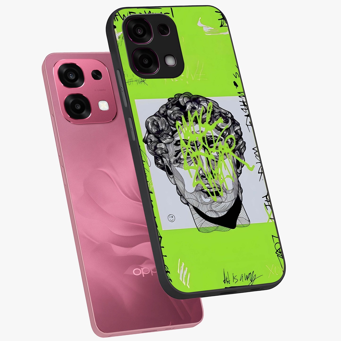 Neo Graffiti Rebellion Glass Case displayed in angled mockup highlighting urban street art design with rebellious aesthetic.