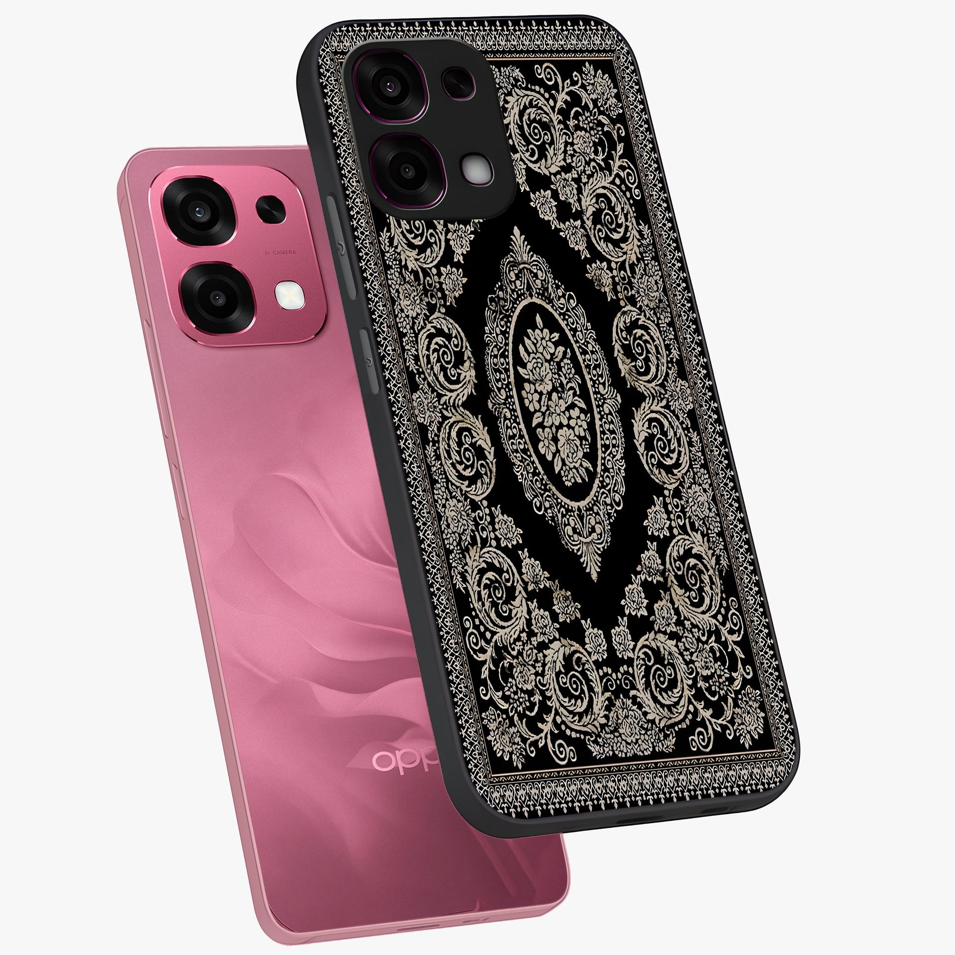 Noir Bloom Elegance Glass Case displayed in angled mockup highlighting refined flower design with stylish noir aesthetic.