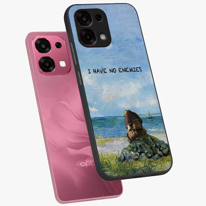 Peace Beyond War Glass Case displayed in angled mockup highlighting meaningful message design with artistic aesthetic style.
