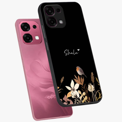 Quiet Garden Tune Custom Name Glass Case displayed in angled mockup highlighting delicate floral garden design with custom name feature.