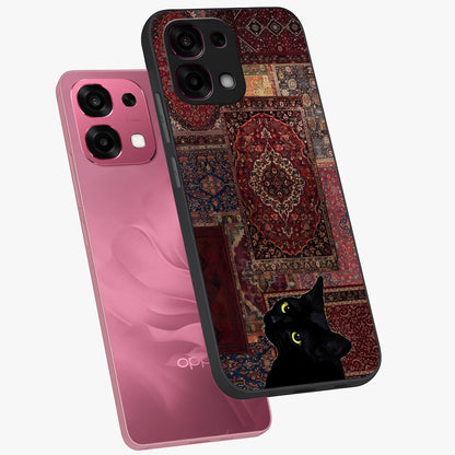 Regal Magic Cat Apple Glass Case displayed in angled mockup highlighting whimsical feline design with fantasy aesthetic.