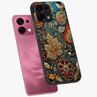 Royal Jewel Garden Glass Case displayed in angled mockup highlighting vibrant jewel inspired floral design with elegant aesthetic.
