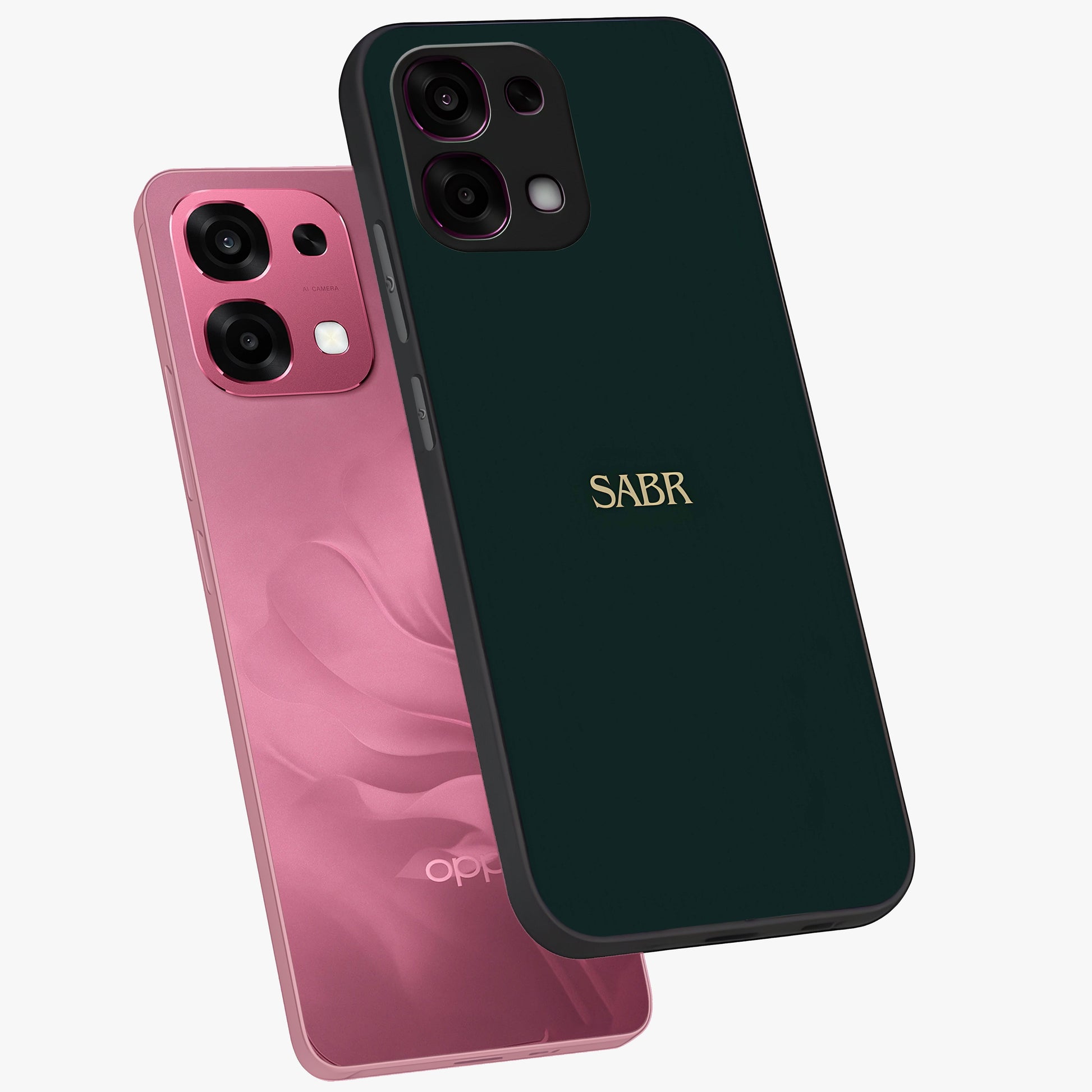 Sabr Minimal Patience Glass Case displayed in angled mockup highlighting simple inspirational design with clean aesthetic style.