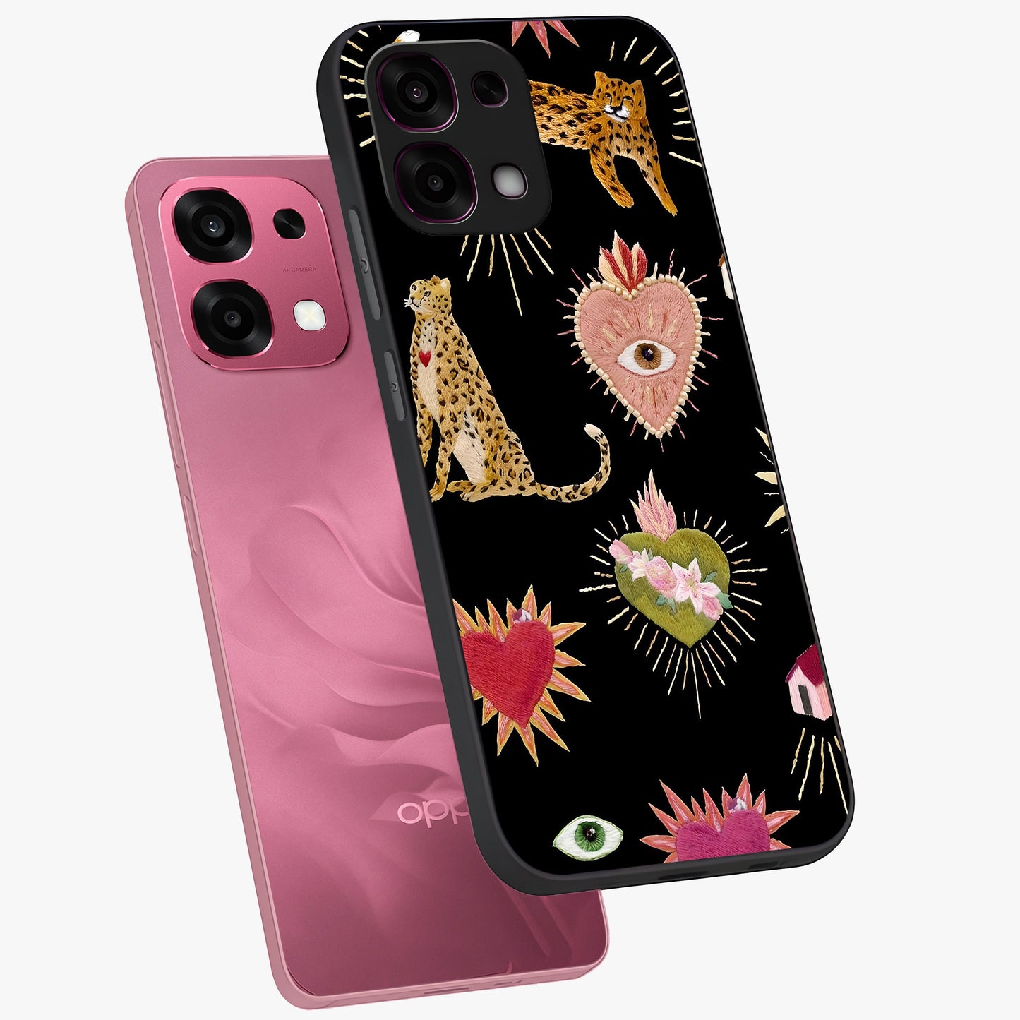 Sacred Jungle Heart Glass Case displayed in angled mockup highlighting lush tropical design with natural aesthetic style.