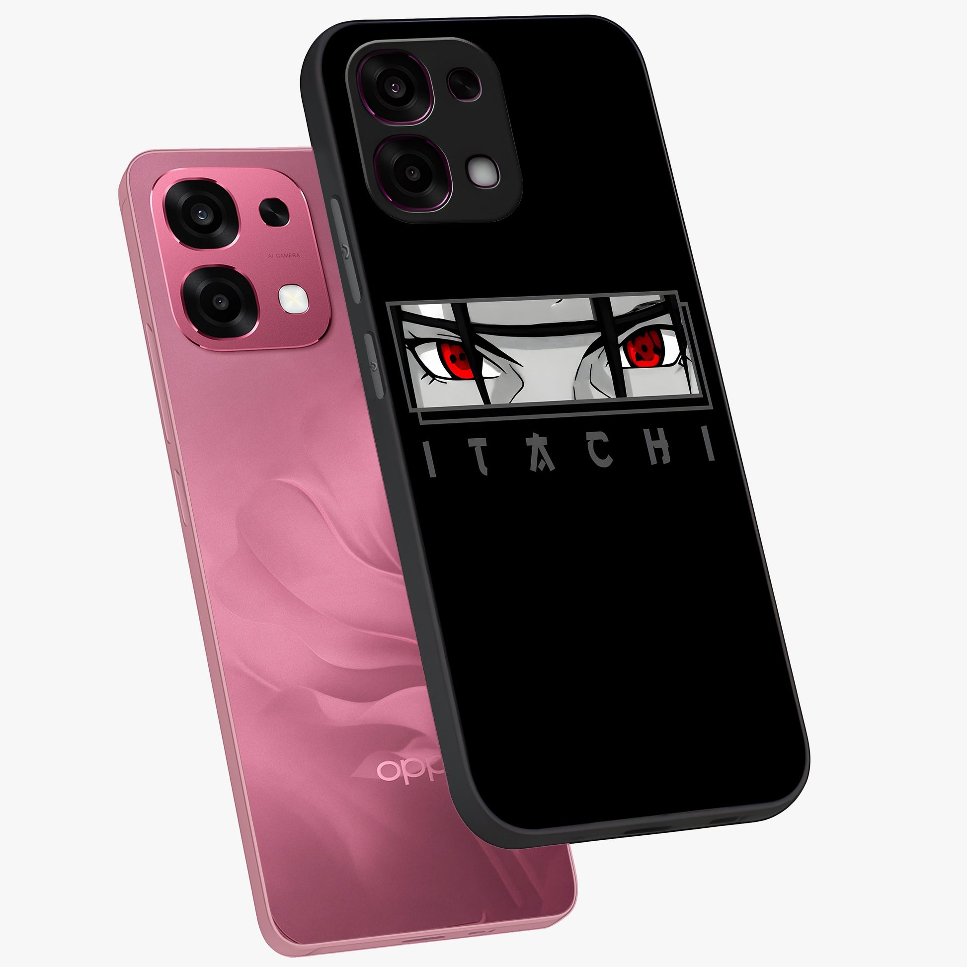 Scarlet Gaze Dominance Glass Case displayed in angled mockup highlighting intense visual design with bold scarlet aesthetic.
