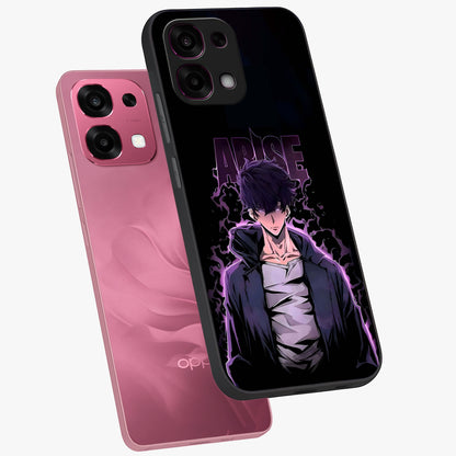 Shadow Monarch Awakening Glass Case displayed in angled mockup highlighting dramatic shadow warrior design with fantasy aesthetic.