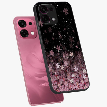 Small Starry Flowers Glass Case displayed in angled mockup highlighting tiny flower pattern with celestial aesthetic style.