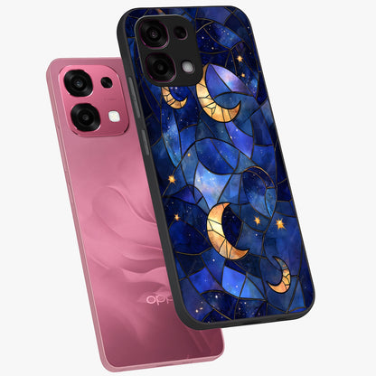 Starlit Sky Tapestry Glass Case displayed in angled mockup highlighting celestial night pattern with artistic aesthetic style.