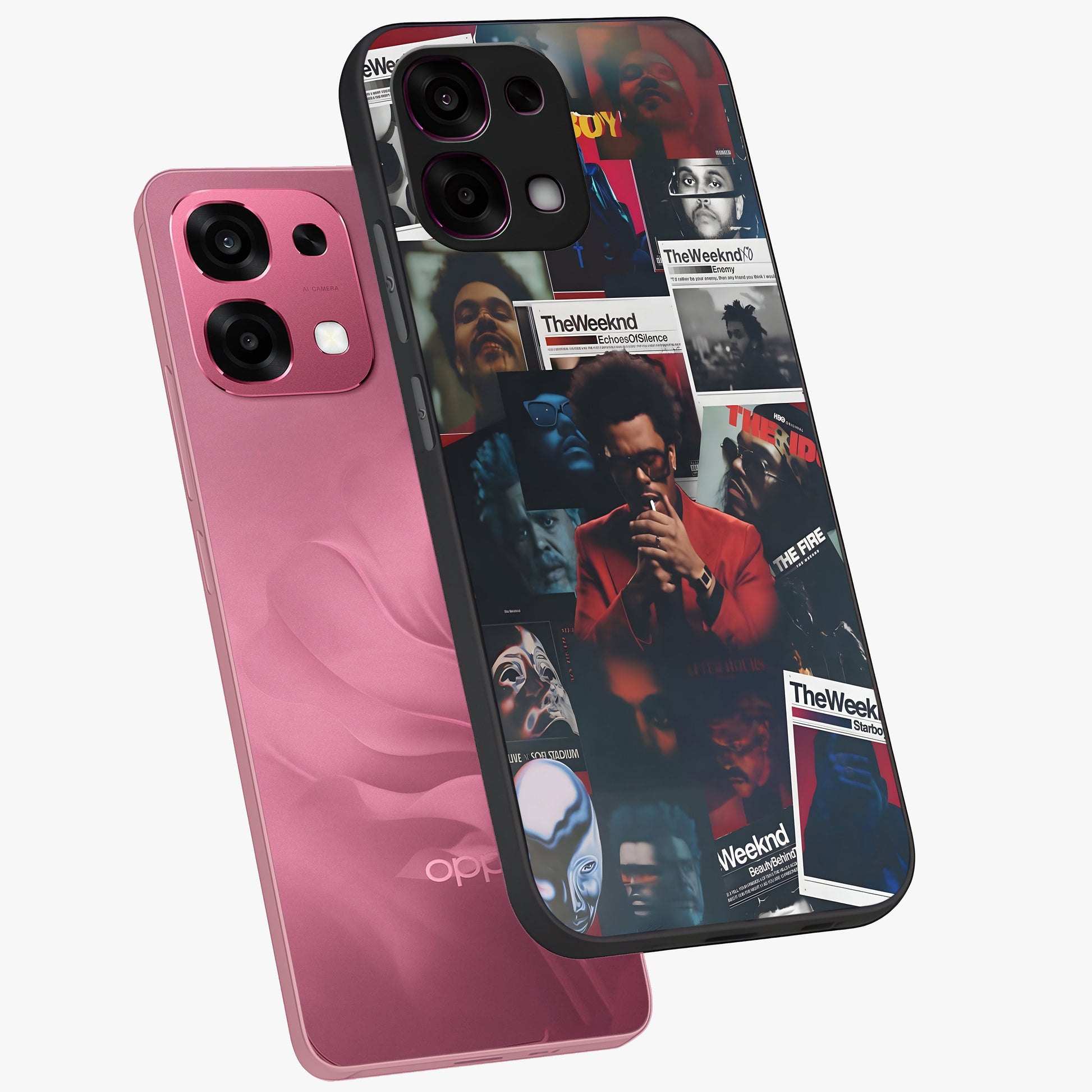 The Weeknd Glass Case displayed in angled mockup highlighting stylish pop culture inspired design with modern aesthetic.
