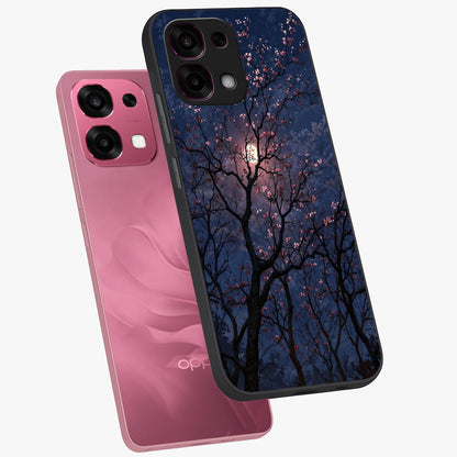 Twilight Sakura Serenade Glass Case displayed in angled mockup highlighting delicate sakura flower design with dreamy aesthetic.