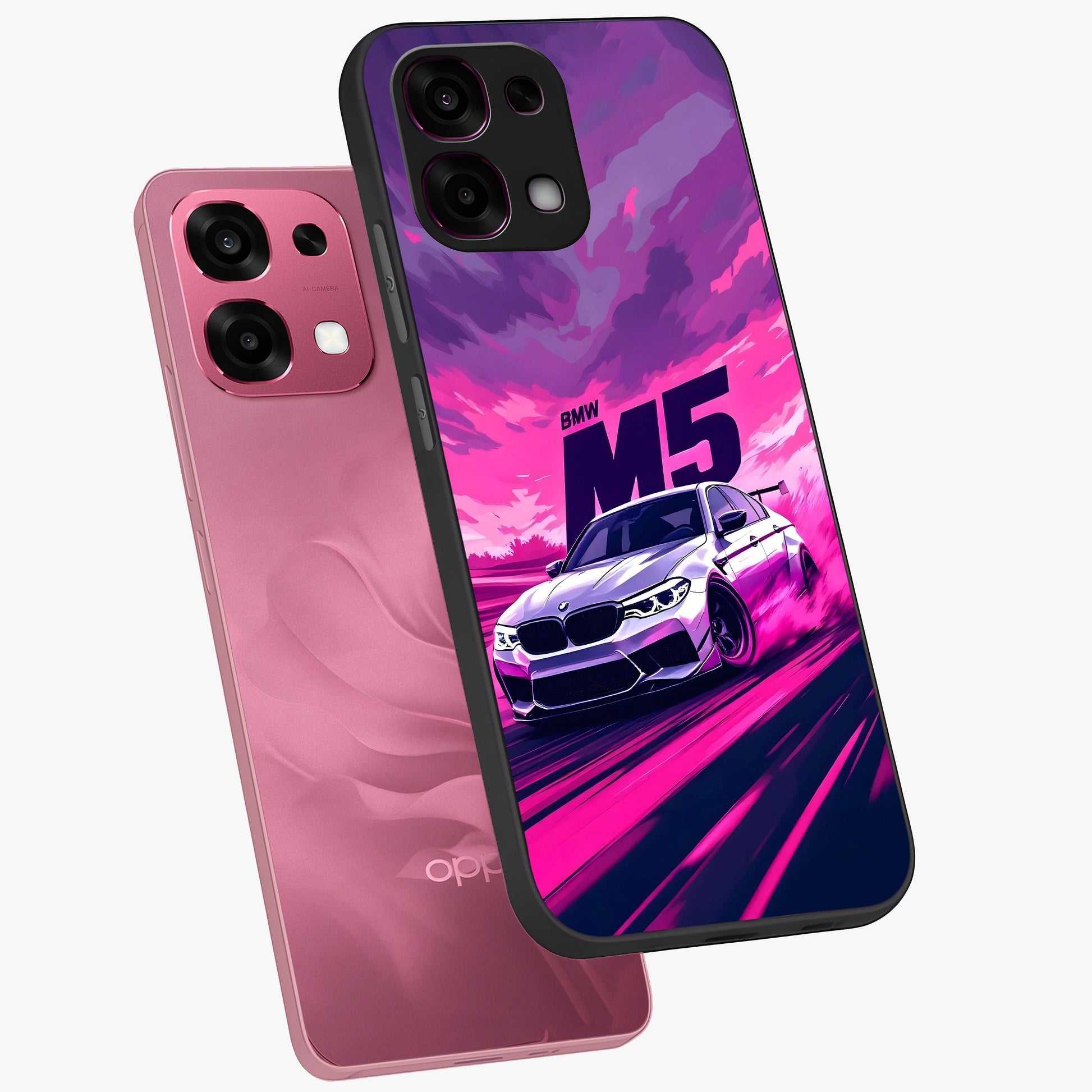 Velocity Drift Pulse Glass Case displayed in angled mockup highlighting dynamic drift design with sporty automotive aesthetic.