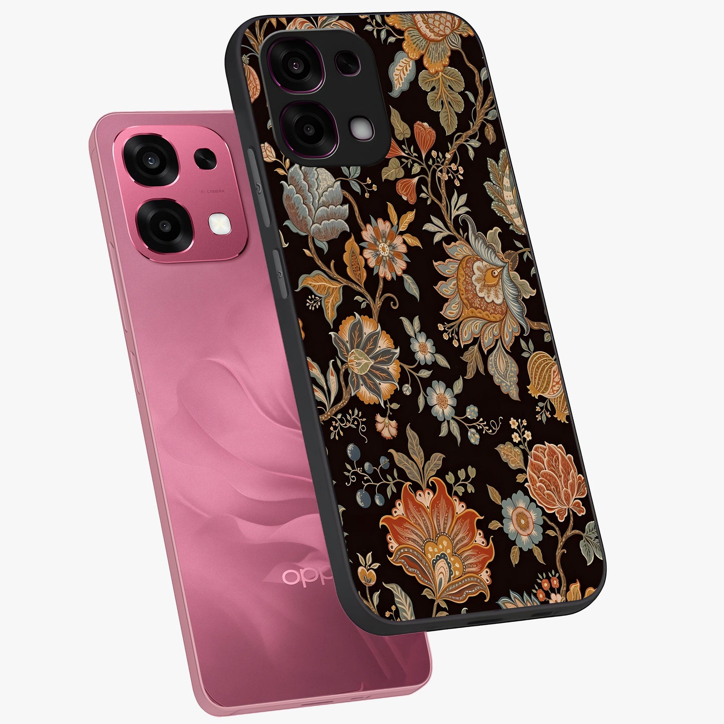 Vintage Floral Dream Glass Case displayed in angled mockup highlighting elegant vintage flower design with soft aesthetic style.
