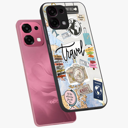 Wanderlust Journal Glass Case displayed in angled mockup highlighting adventure themed design with aesthetic travel vibe.