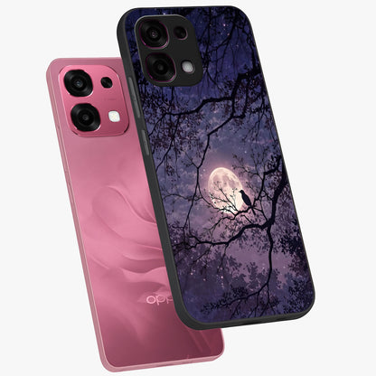 Whispering Moon Silence Glass Case displayed in angled mockup highlighting calm lunar design with dreamy night aesthetic.