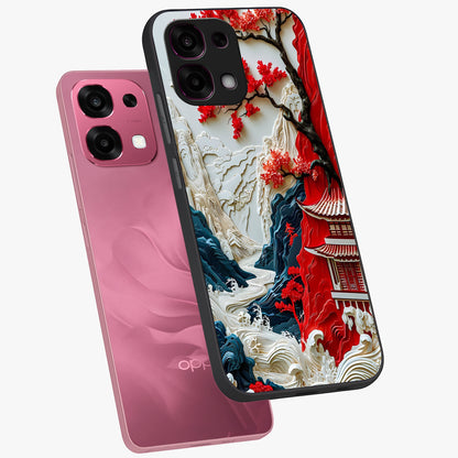 Whispers Of Sakura Waves Glass Case displayed in angled mockup highlighting flowing sakura design with soft floral aesthetic.
