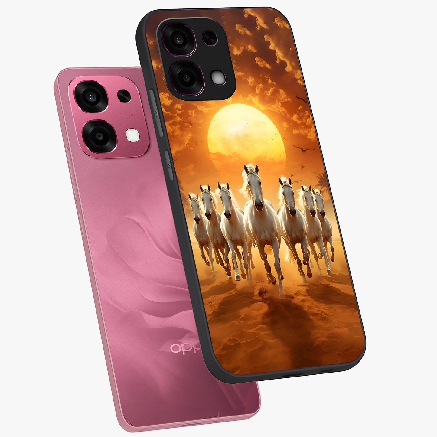 Wild Sunset Majesty Glass Case displayed in angled mockup highlighting vibrant sunset sky design with scenic aesthetic.
