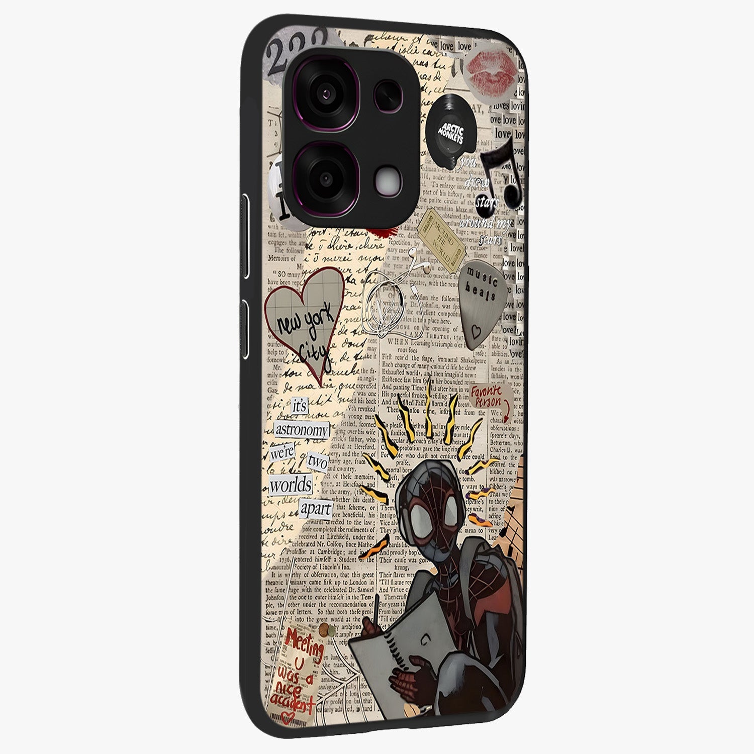 City Dream Sketch Glass Case upright view showcasing urban skyline artwork with stylish hand drawn design.