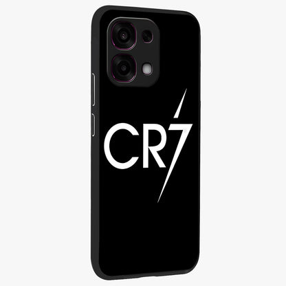 Cr7 Elite Strike Glass Case upright view showcasing energetic football inspired design with modern sports aesthetic.