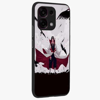 Crimson Crow Ascension Glass Case upright view showcasing dramatic crow artwork with bold gothic theme.