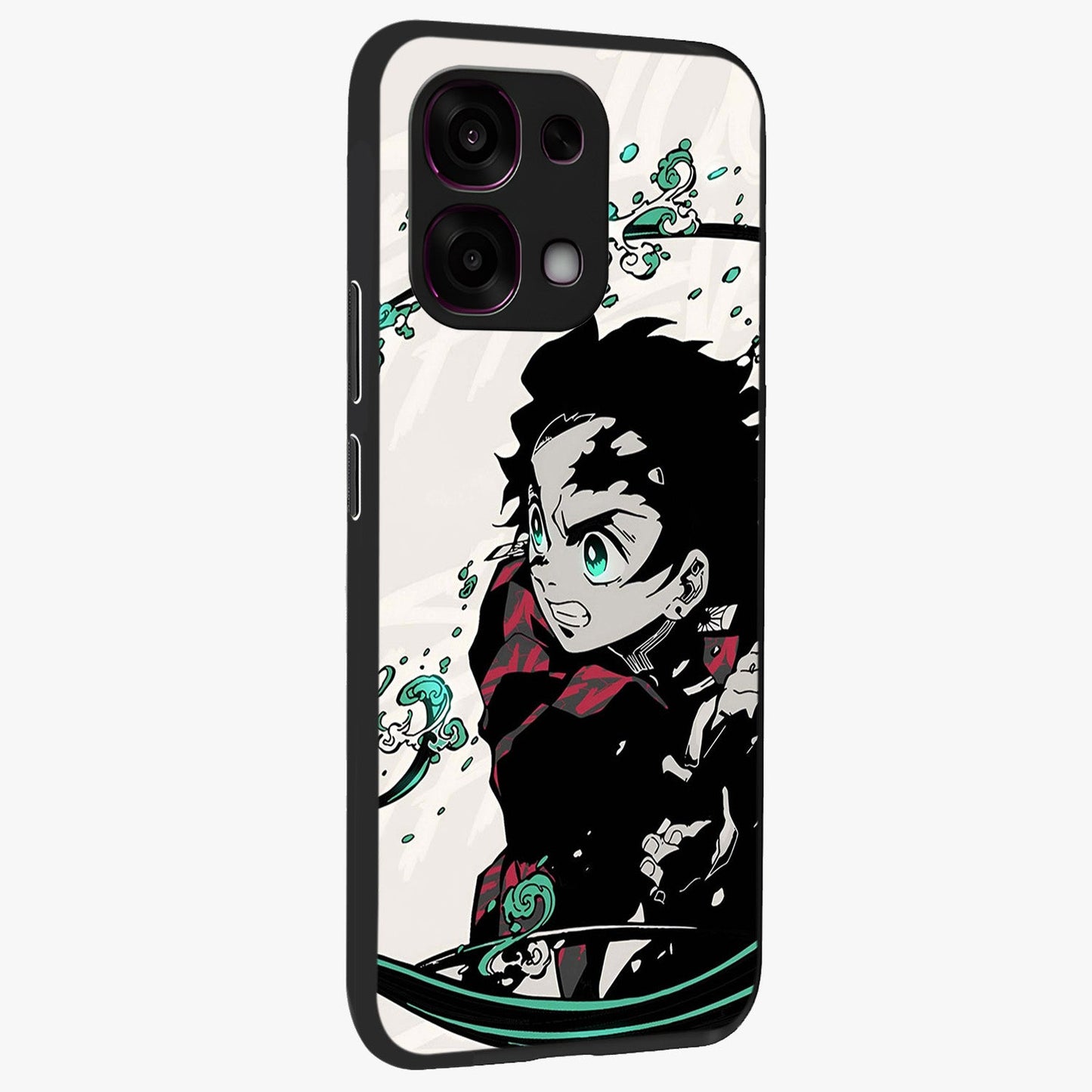 Demon Slayer Glass Case upright view showcasing powerful anime artwork with intense warrior theme.