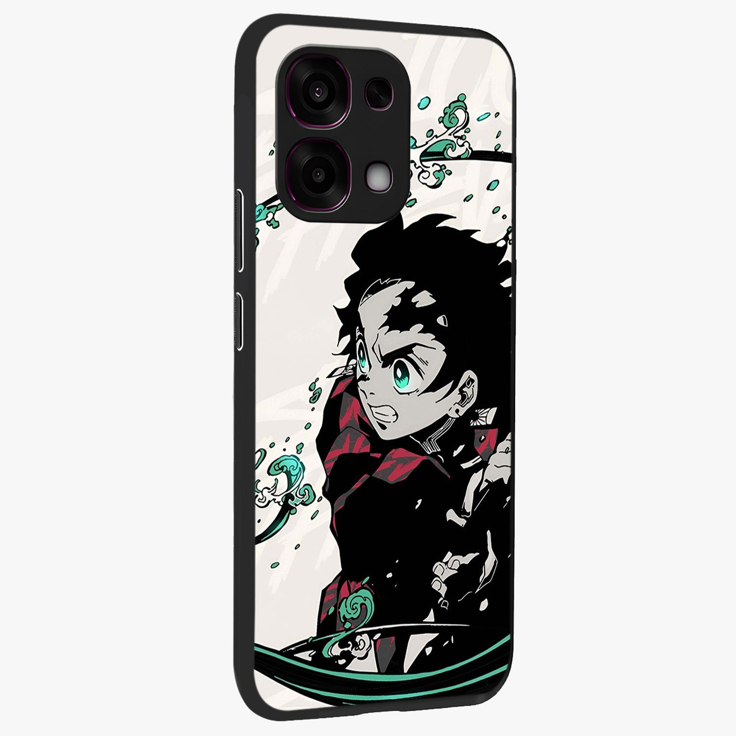 Demon Slayer Glass Case upright view showcasing powerful anime artwork with intense warrior theme.
