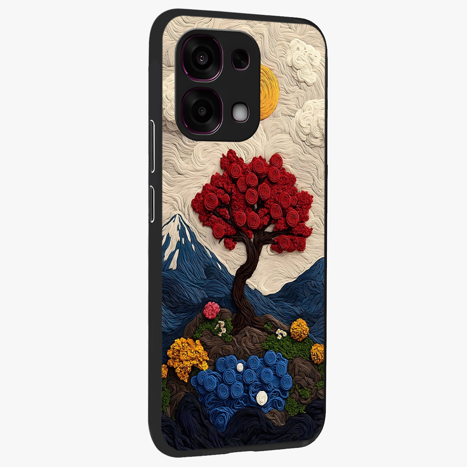Eternal Nature Tapestry Glass Case upright view showcasing elegant nature tapestry design with decorative style.