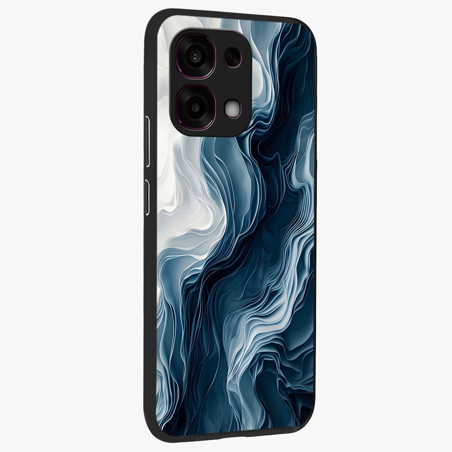 Ethereal Paper Marble Glass Case upright view showcasing smooth marble artwork with refined minimalist theme.