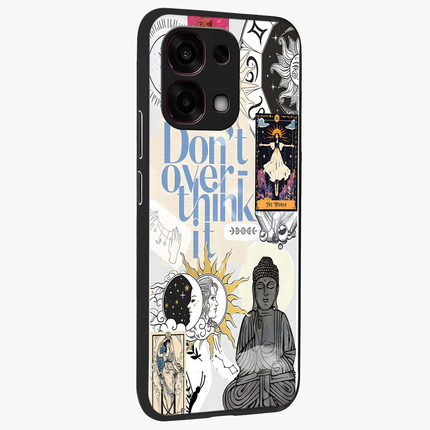Ethereal Thoughts Glass Case upright view showcasing delicate artistic composition with peaceful dreamy theme.