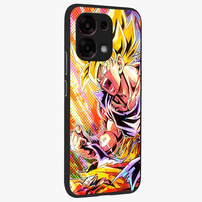 Firing Goku Glass Case upright view showcasing energetic anime artwork with bold warrior theme.