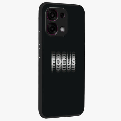 Focus Mode On Glass Case upright view showcasing strong typography statement with sleek motivational theme.