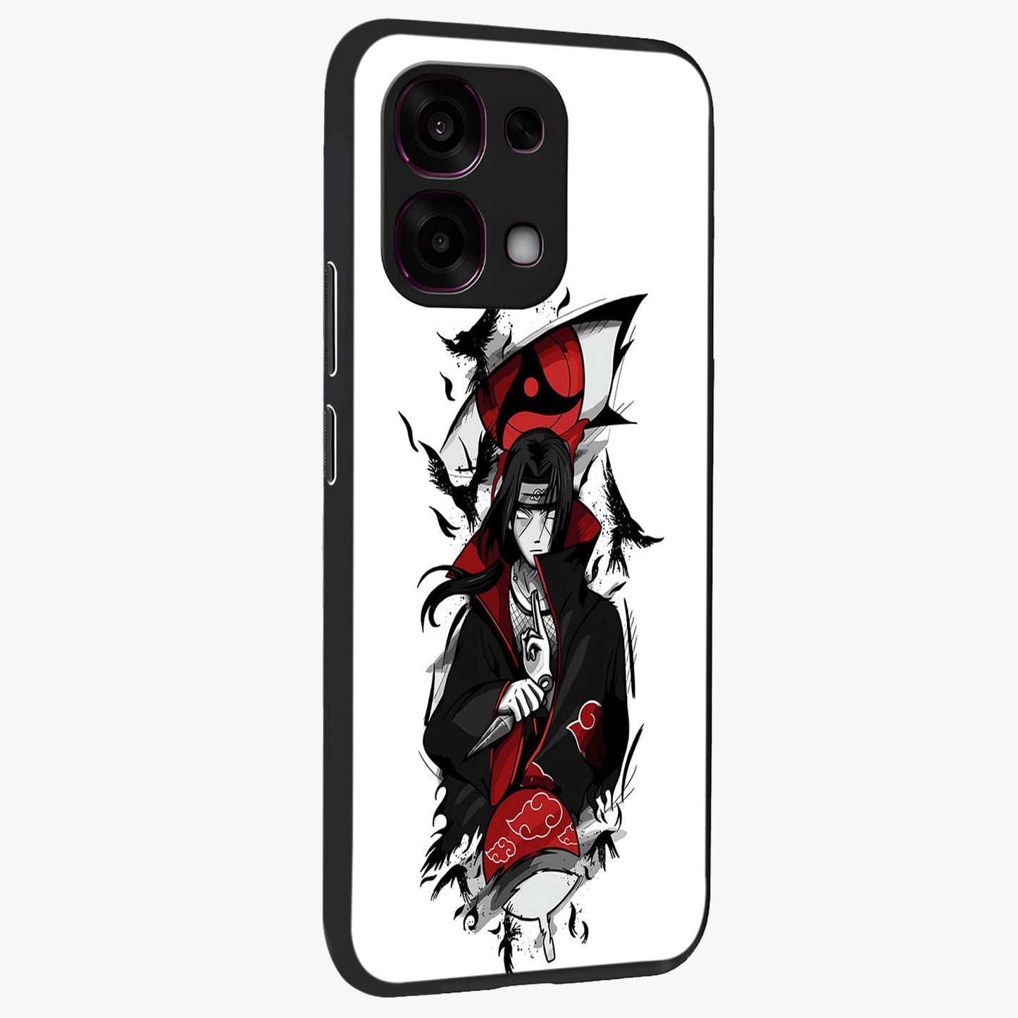 Itachi Limited Edition Naruto Anime Glass Case upright view showcasing intense anime artwork with powerful character theme.