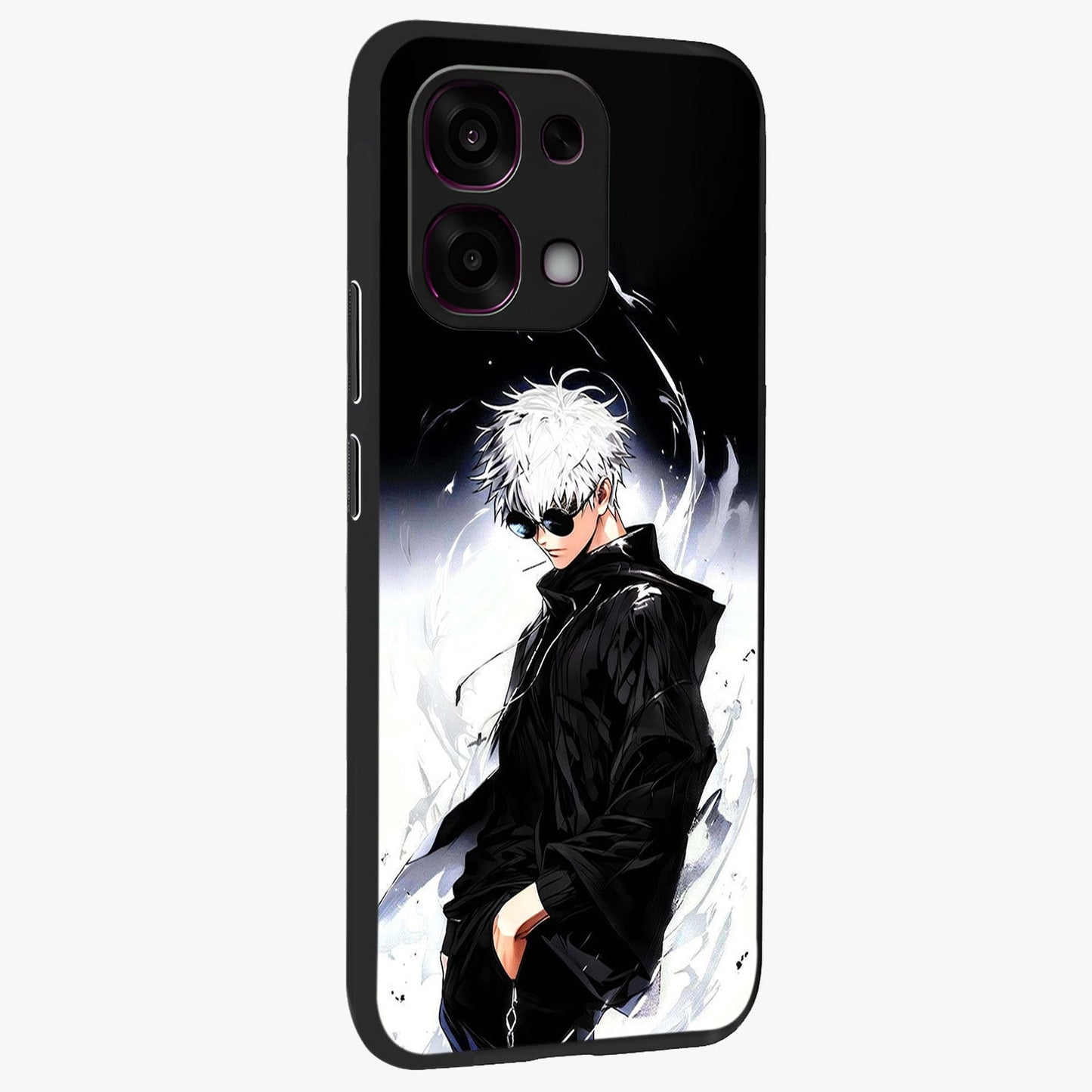 Limitless Shadow King Glass Case upright view showcasing bold shadow warrior artwork with epic fantasy theme.