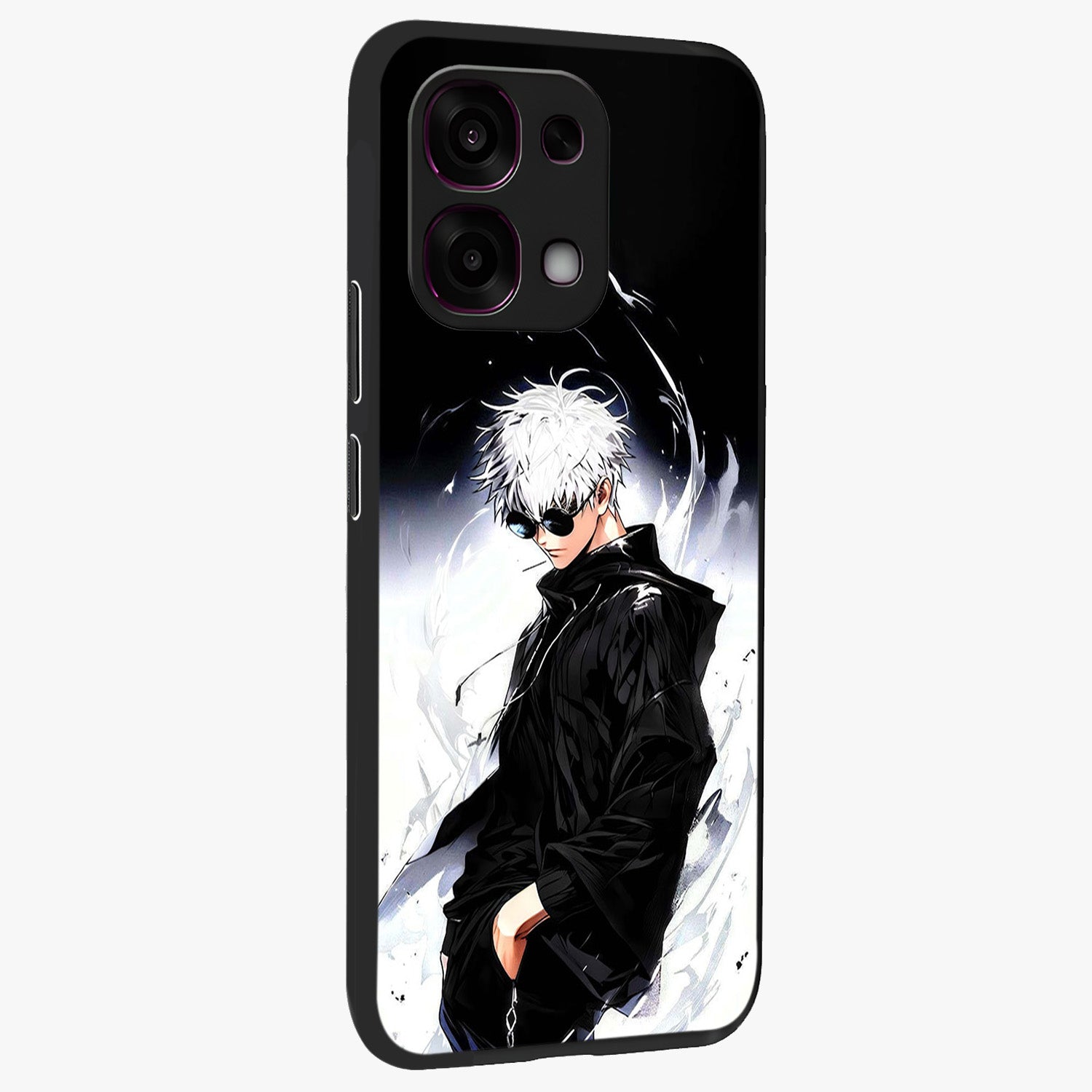 Limitless Shadow King Glass Case upright view showcasing bold shadow warrior artwork with epic fantasy theme.