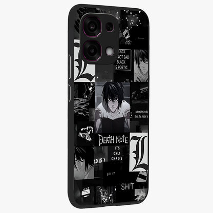 Midnight Chaos Mind Glass Case upright view showcasing expressive abstract artwork with bold dark theme.