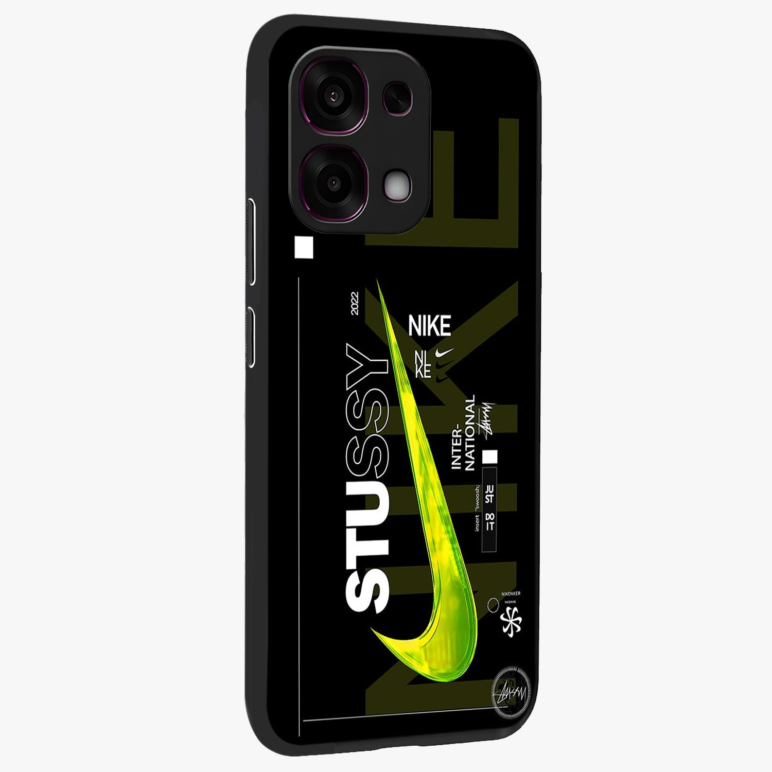Neon Street Edition Glass Case upright view showcasing colorful neon artwork with modern street culture theme.