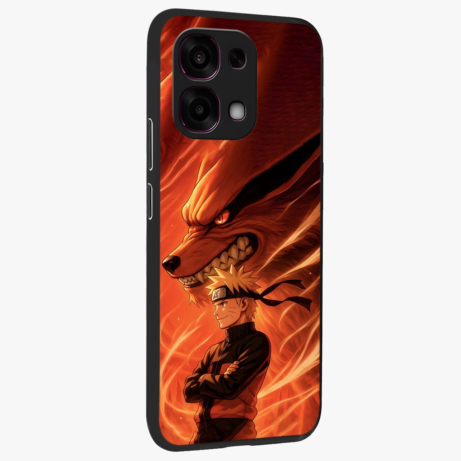 Nine Tails Legacy Glass Case upright view showcasing dramatic nine-tails artwork with intense anime themed design.