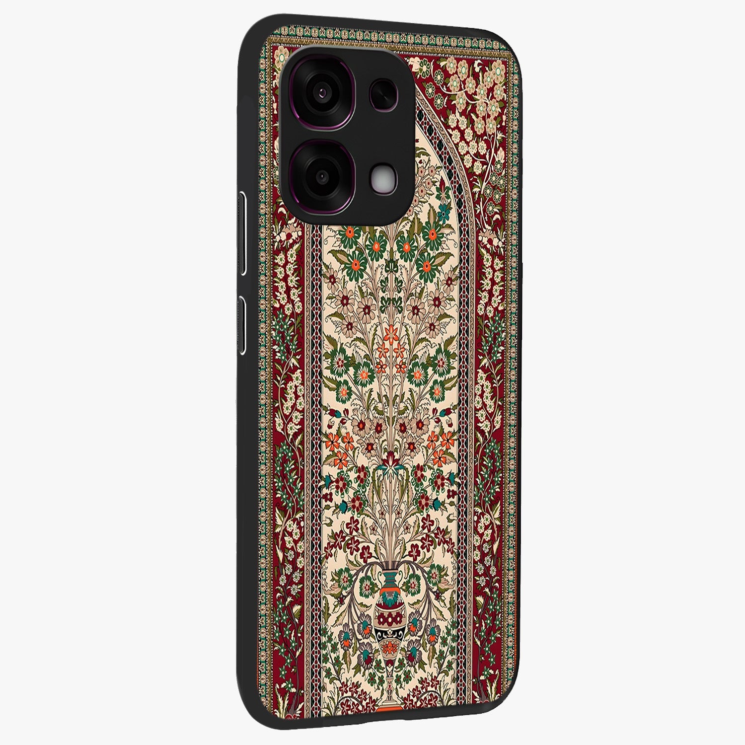 Persian Inspired Glass Case upright view showcasing decorative Persian artwork with rich heritage theme.