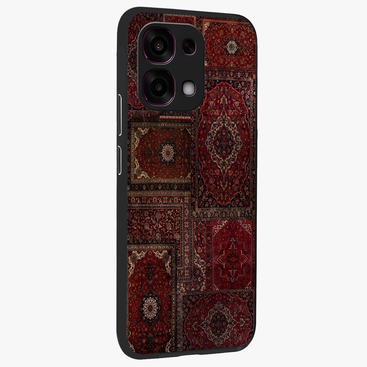 Persian Velvet Tale Glass Case upright view showcasing elegant Persian artwork with classic heritage theme.