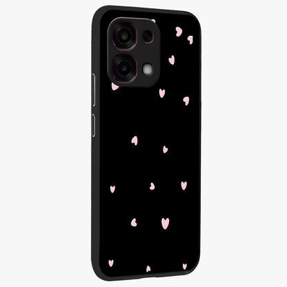 Pink Love Drops Glass Case upright view showcasing charming heart drop artwork with romantic playful theme.