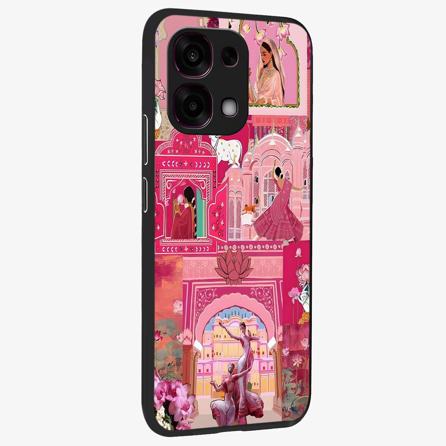 Pink Palace Muse Glass Case upright view showcasing artistic palace artwork with graceful royal theme.
