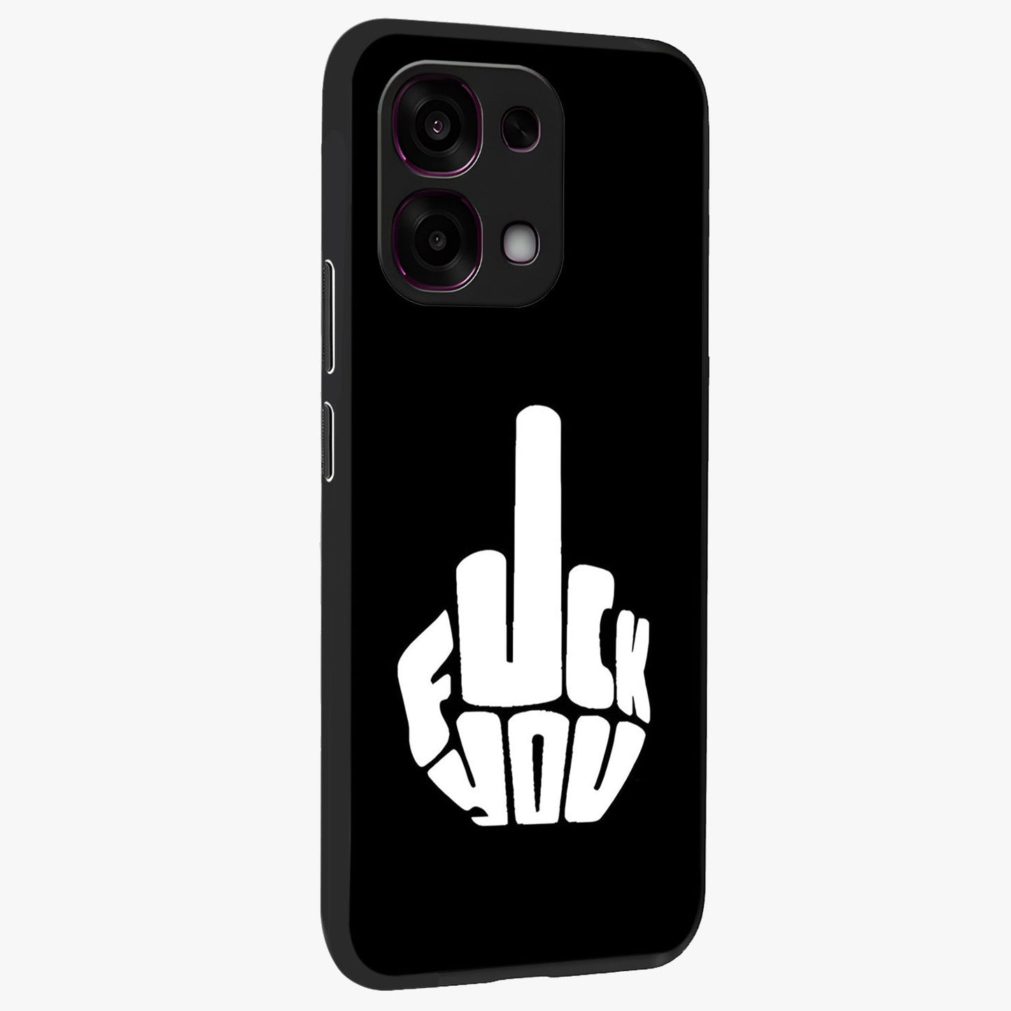 Rebel Mode On Glass Case upright view showcasing striking statement artwork with bold rebellious theme.