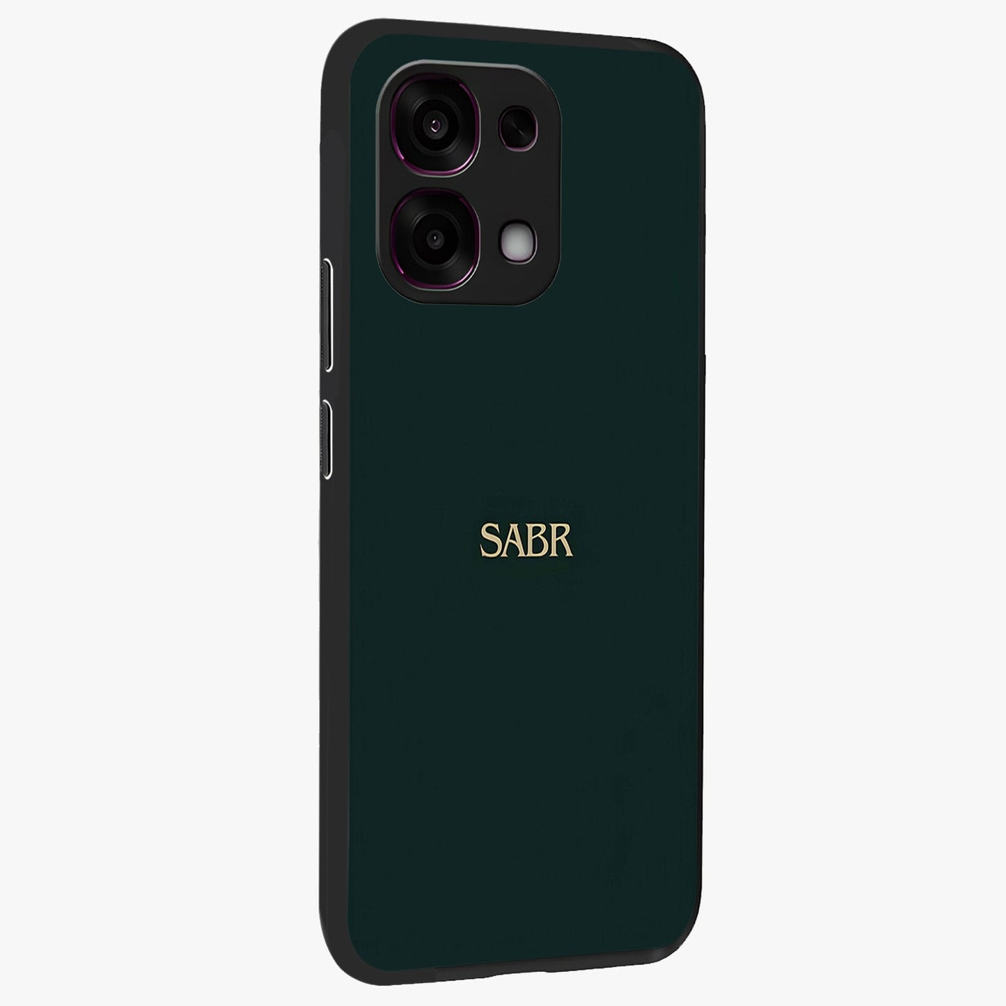 Sabr Minimal Patience Glass Case upright view showcasing calm minimalist artwork with motivational patience theme.