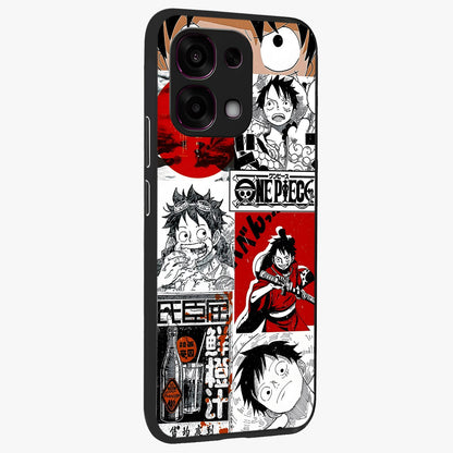 Strawhat Chaos Panels Glass Case upright view showcasing energetic anime artwork with bold adventure theme.
