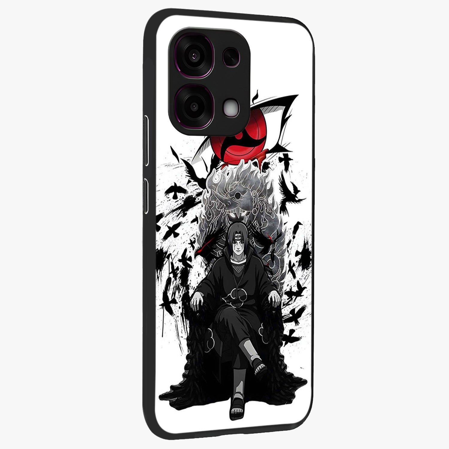 Uchiha Shadow Throne Glass Case upright view showcasing magical underwater galaxy artwork with vibrant cosmic theme.