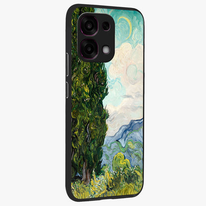 Van Gogh Vintage Art Glass Case upright view showcasing elegant vintage painting artwork with artistic heritage theme.