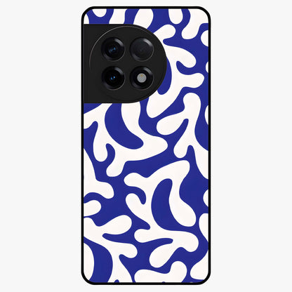 Abstract Coral Waves Glass Case for 1+11R front view featuring flowing ocean inspired coral wave artwork