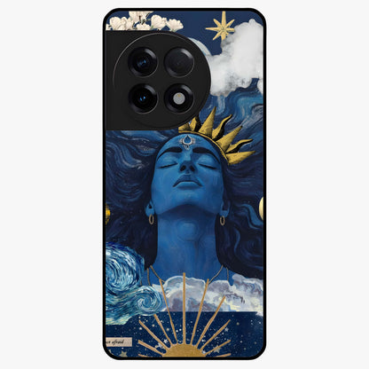 Aesthetic Lord Shiva Glass Case for 1+11R bold front view featuring detailed spiritual Shiva artwork