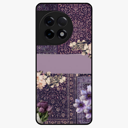 Antique Floral Whisper Glass Case for 1+11R vintage front view featuring soft antique floral artwork