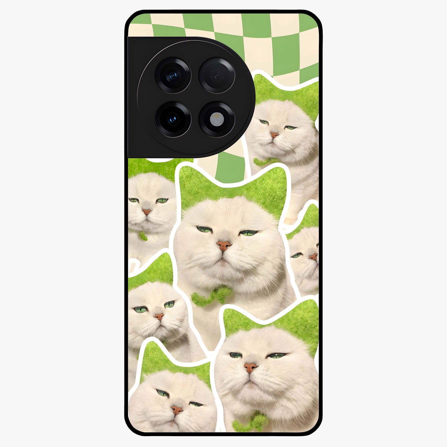 Cats Ethereal Bloom Glass Case for 1+11R artistic front view featuring cat illustration with soft floral bloom accents