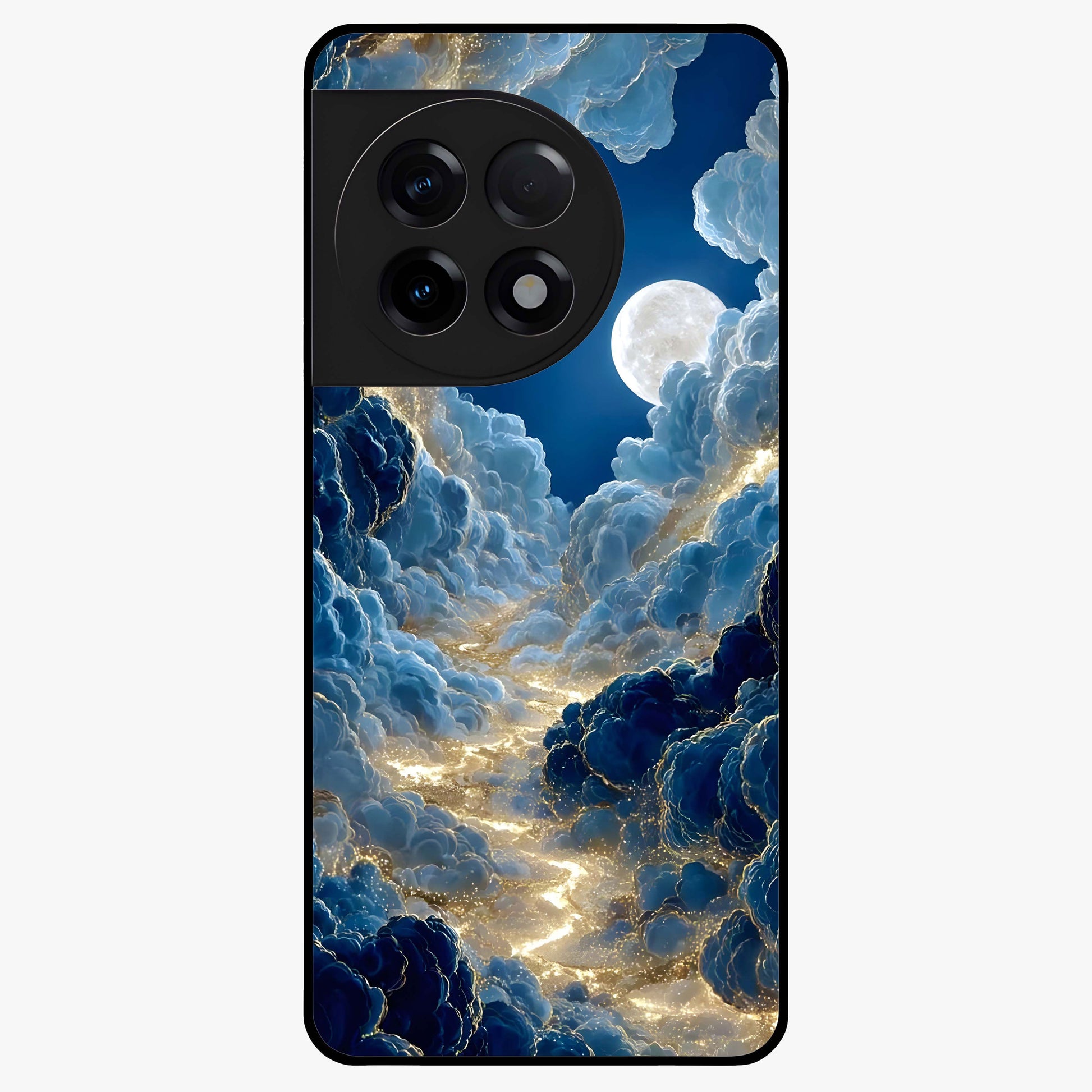 Celestial Cloud Path Glass Case for 1+11R serene front view featuring dreamy cloud pathway artwork